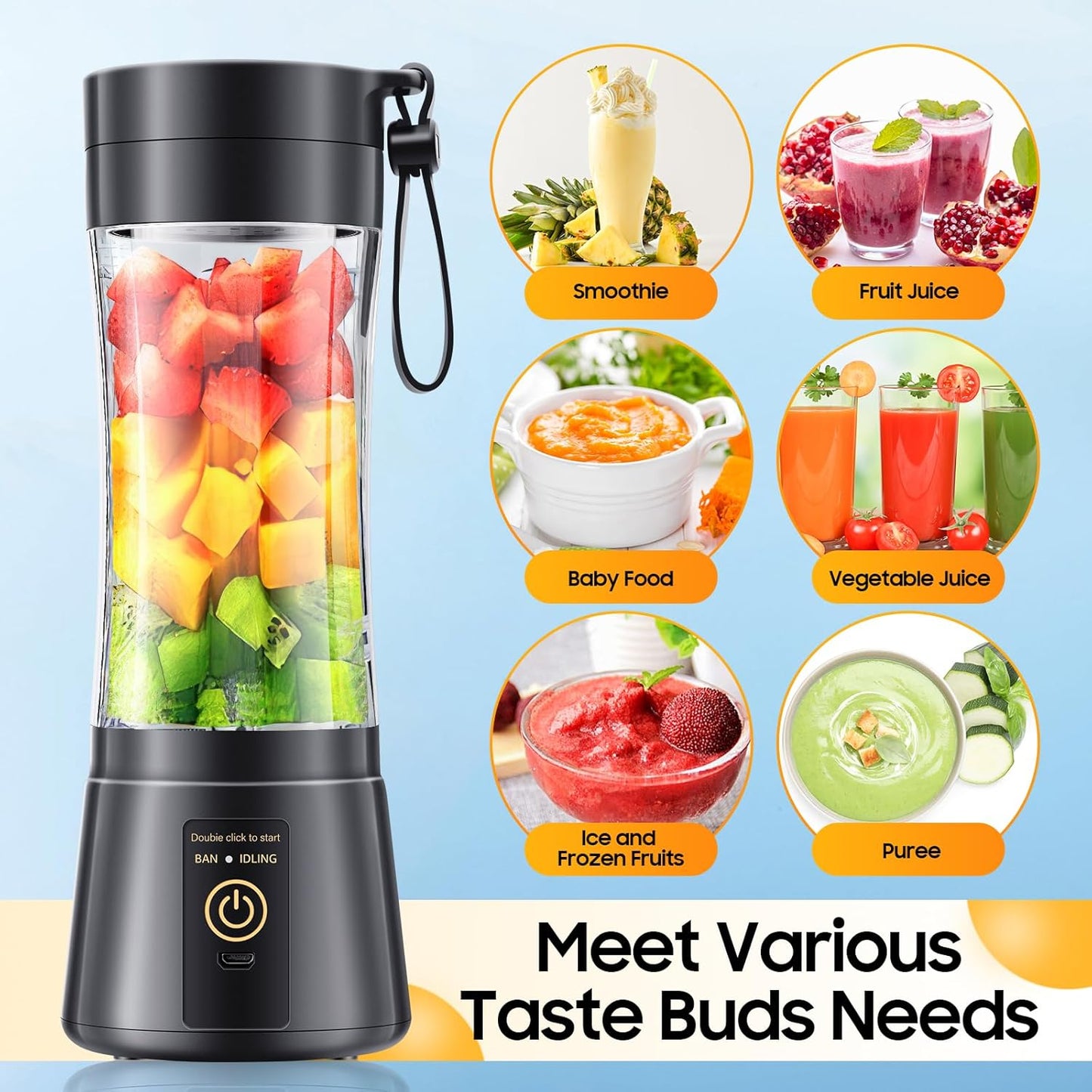 Nexus Drop™ Pro 6-Blade Rechargeable Bottle Blender – Portable Smoothie Maker for Juices, Shakes & Cold Coffee