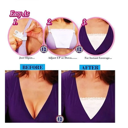 Nexus Drop™ Invisible Deep Neck Cover for Women – Set of 3 (White, Black & Nude)