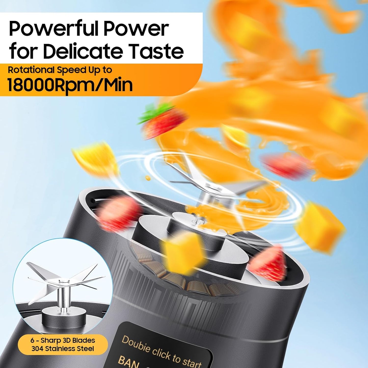 Nexus Drop™ Pro 6-Blade Rechargeable Bottle Blender – Portable Smoothie Maker for Juices, Shakes & Cold Coffee