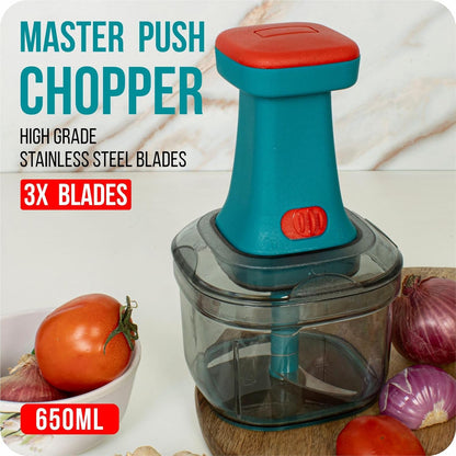 Nexus Drop™ Manual Press Food Chopper – Fast, Mess-Free Vegetable & Fruit Cutter
