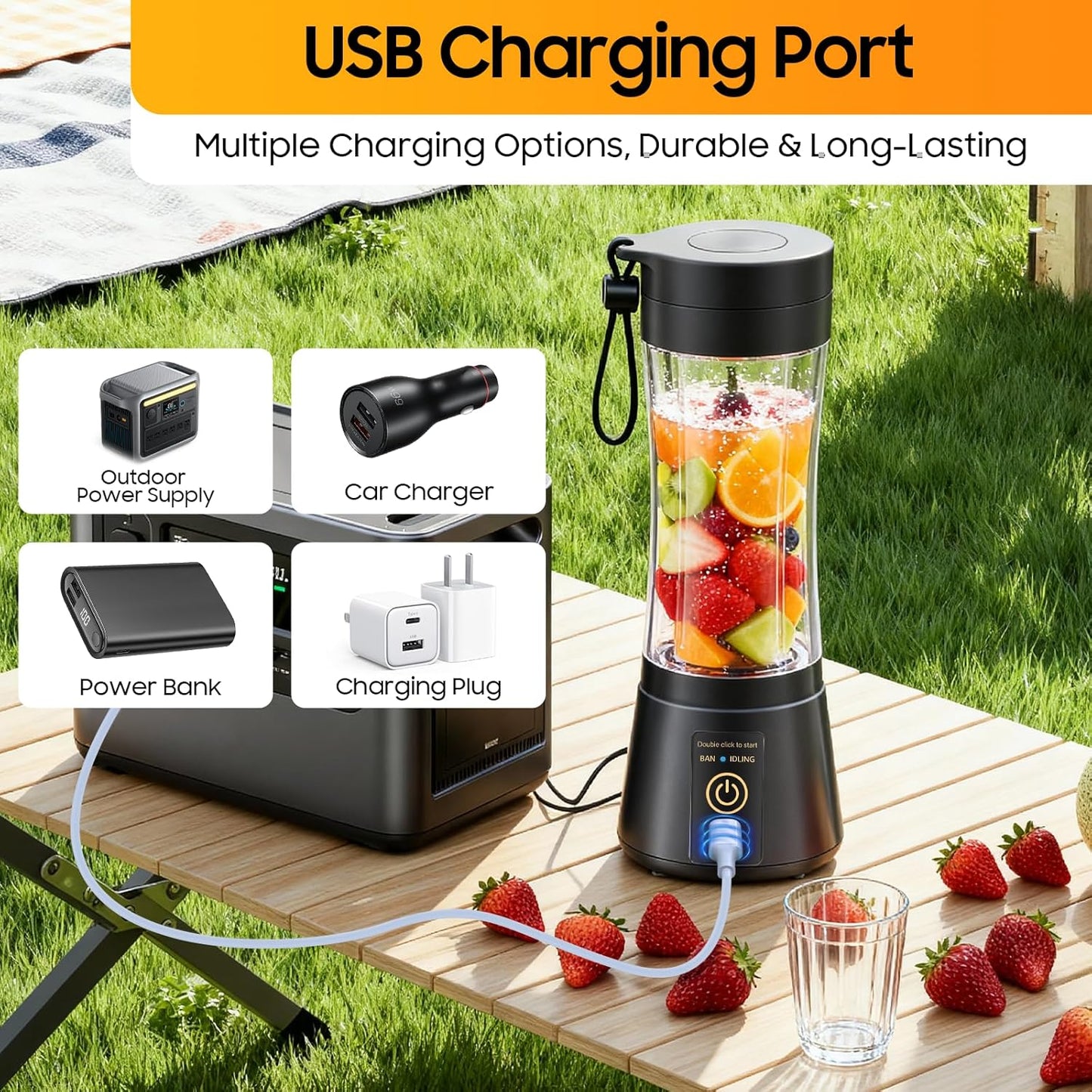 Nexus Drop™ Pro 6-Blade Rechargeable Bottle Blender – Portable Smoothie Maker for Juices, Shakes & Cold Coffee